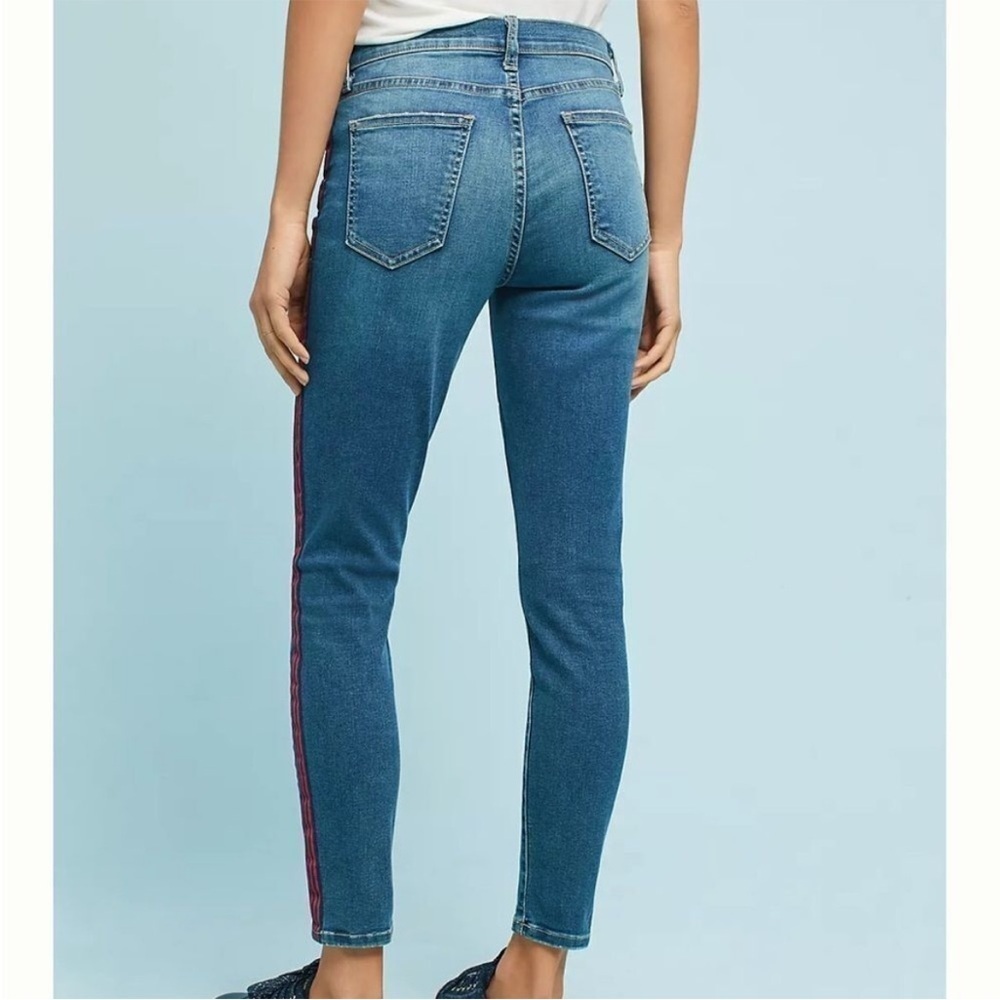 Current/Elliott High Waisted Red Side Stripe Stiletto Jeans - Picture 8 of 10